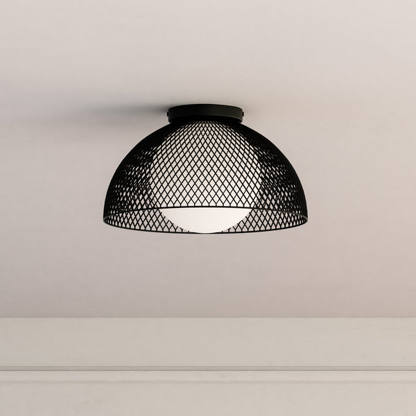 Harper 12" One-Light Flush Mount, Matte Black/Opal Matte Glass