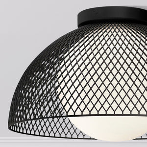 Harper 12" One-Light Flush Mount, Matte Black/Opal Matte Glass