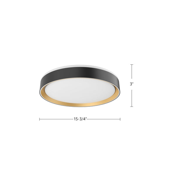 Aura 16" LED Flush Mount Ceiling Light, Black/Gold