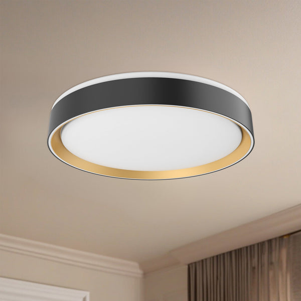 Aura 16" LED Flush Mount Ceiling Light, Black/Gold