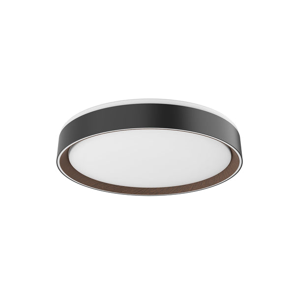 Aura 16" LED Flush Mount Ceiling Light, Black/Walnut