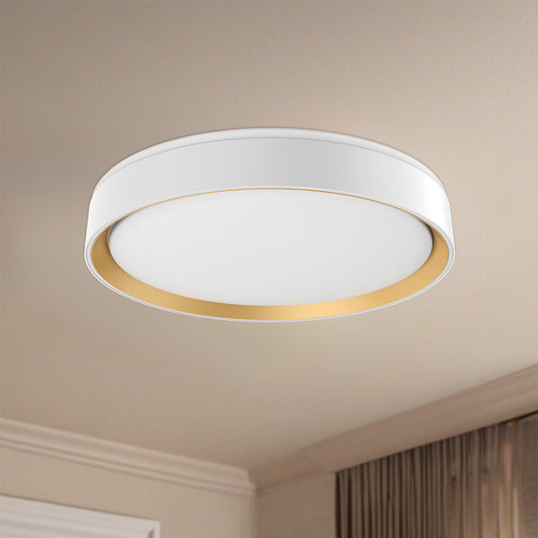 Aura 16" LED Flush Mount Ceiling Light, White/Gold