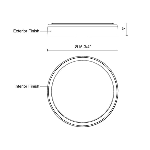 Aura 16" LED Flush Mount Ceiling Light, White/Walnut