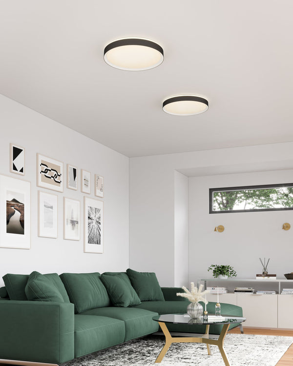 Aura 20" LED Flush Mount Ceiling Light, Black/Gold