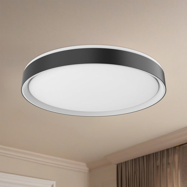 Aura 20" LED Flush Mount Ceiling Light, Black/White