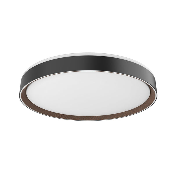 Aura 20" LED Flush Mount Ceiling Light, Black/Walnut