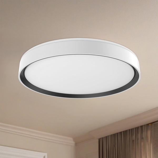 Aura 20" LED Flush Mount Ceiling Light, White/Black