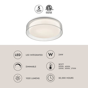 Prism 14" LED Flush Mount Ceiling Light, Clear