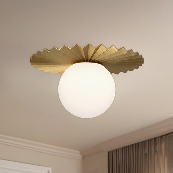 Vivian 12" One-Light Flush Mount, Brushed Gold/Opal Matte Glass