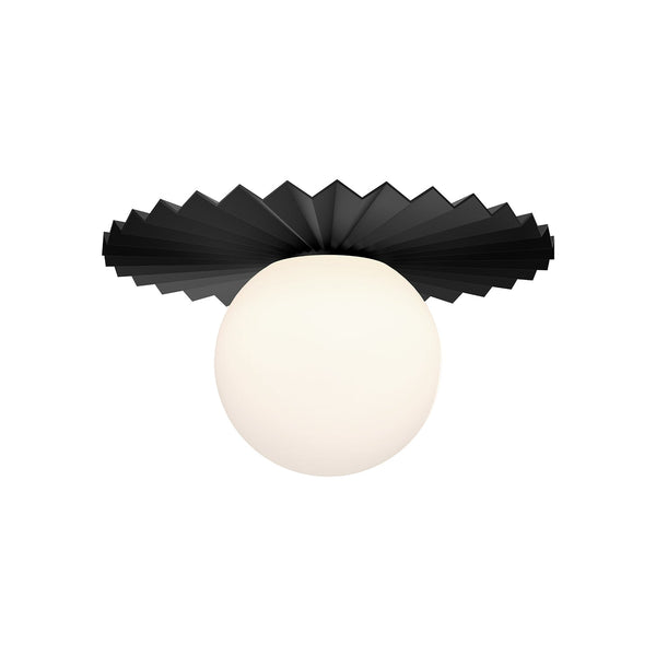 Vivian 12" One-Light Flush Mount, Matte Black/Opal Matte Glass