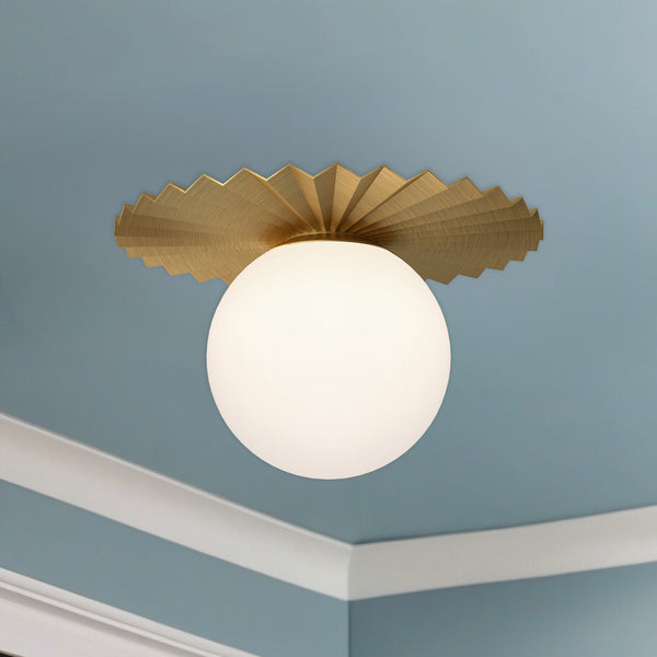 Vivian 14" One-Light Flush Mount, Brushed Gold/Opal Matte Glass