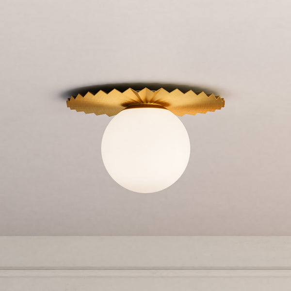 Vivian 14" One-Light Flush Mount, Brushed Gold/Opal Matte Glass