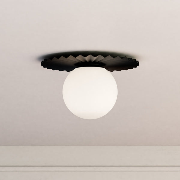 Vivian 14" One-Light Flush Mount, Matte Black/Opal Matte Glass