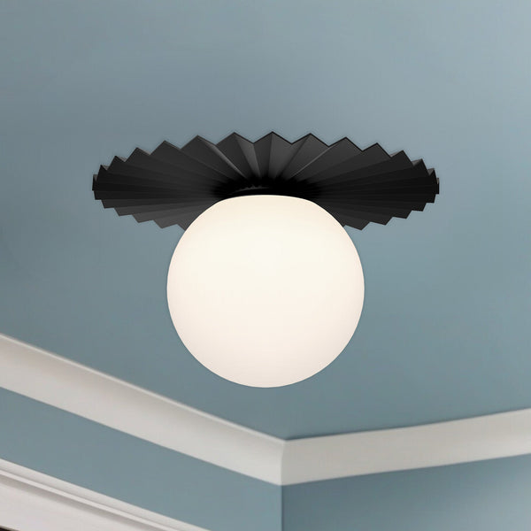 Vivian 14" One-Light Flush Mount, Matte Black/Opal Matte Glass