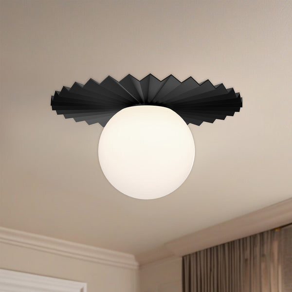 Vivian 14" One-Light Flush Mount, Matte Black/Opal Matte Glass