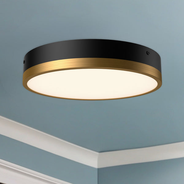 Selene Two-tone 11" LED Flush Mount, Aged Gold/Matte Black