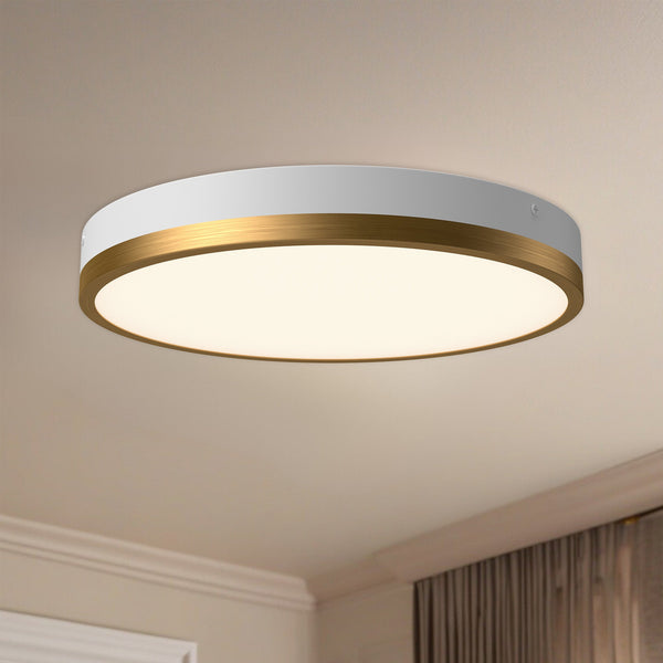 Selene Two-tone 15" LED Flush Mount, Aged Gold/White