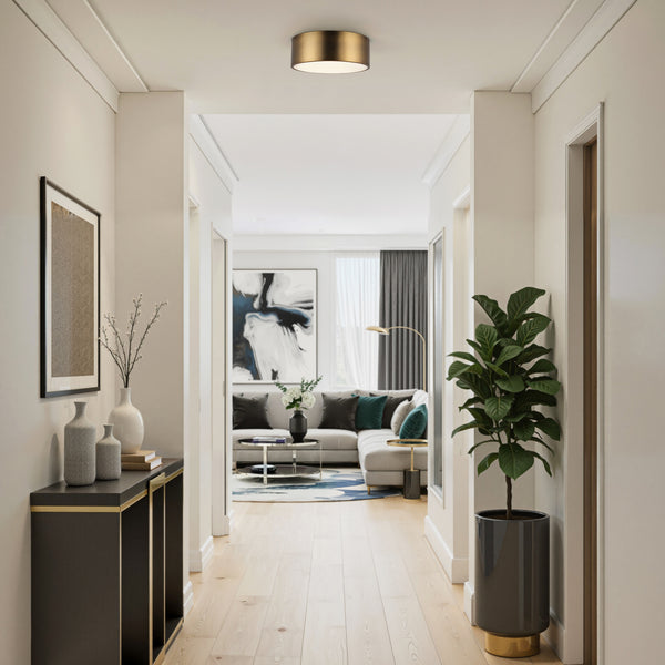 Brighton 11" Two-Light Flush Mount, Aged Gold