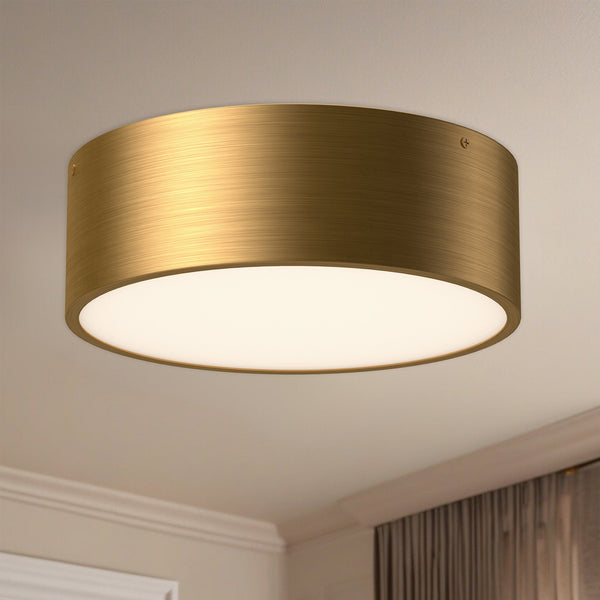 Brighton 11" Two-Light Flush Mount, Aged Gold