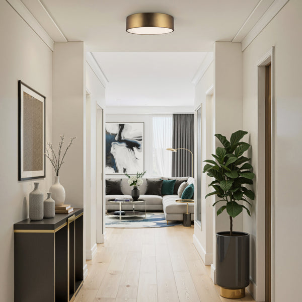 Brighton 16" Three-Light Flush Mount, Aged Gold