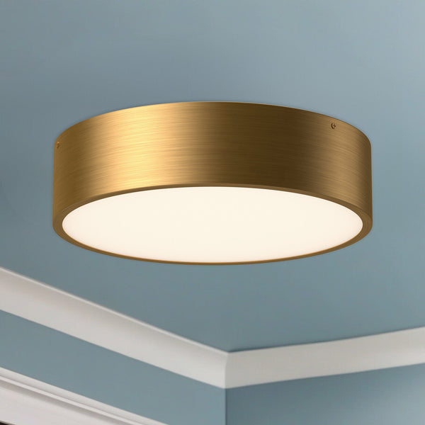 Brighton 16" Three-Light Flush Mount, Aged Gold