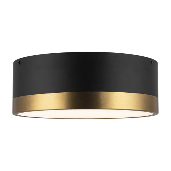 Brighton 12" Two-Light Flush Mount, Aged Gold/Matte Black