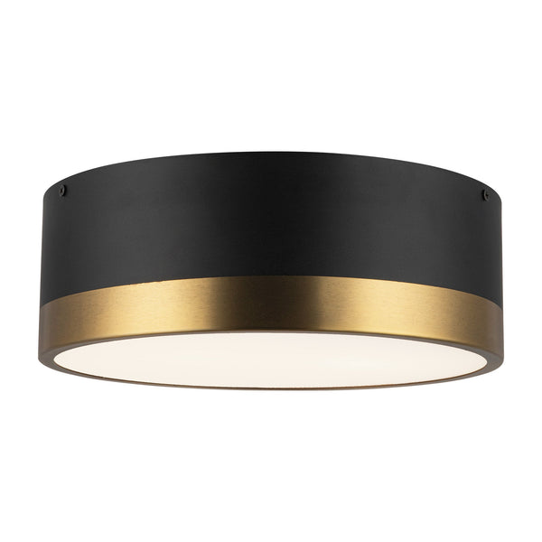 Brighton 12" Two-Light Flush Mount, Aged Gold/Matte Black