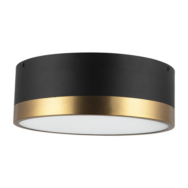 Brighton 12" Two-Light Flush Mount, Aged Gold/Matte Black