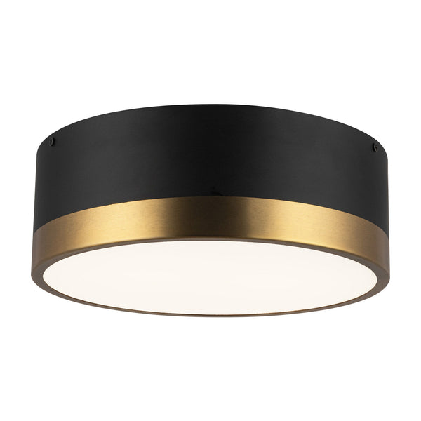 Brighton 12" Two-Light Flush Mount, Aged Gold/Matte Black