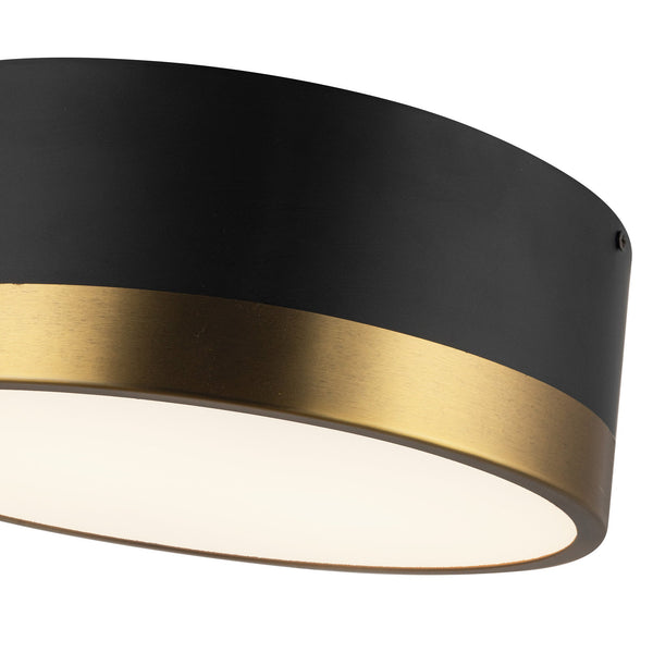 Brighton 12" Two-Light Flush Mount, Aged Gold/Matte Black
