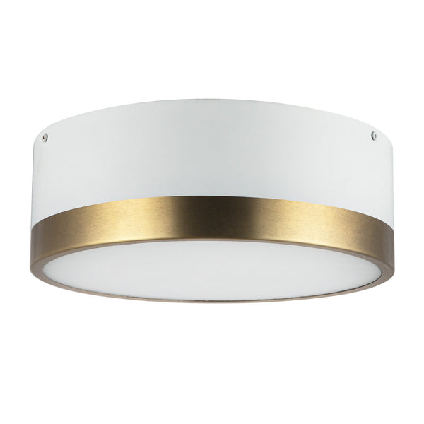 Brighton 12" Two-Light Flush Mount, Aged Gold/White