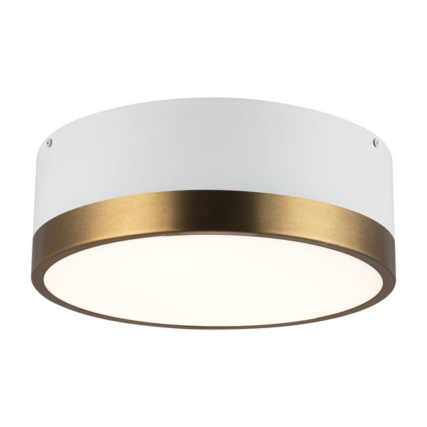 Brighton 12" Two-Light Flush Mount, Aged Gold/White