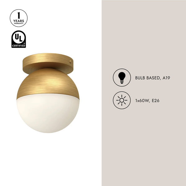 Admiration 6" Flush Mount Ceiling Light, Brushed Gold/Opal Glass