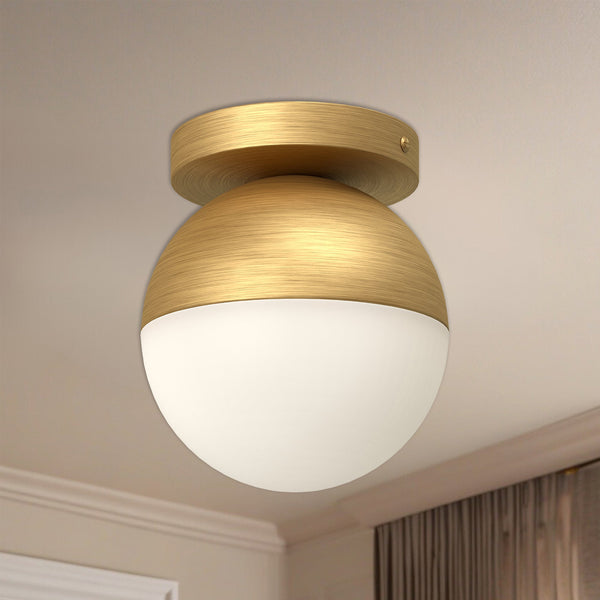 Admiration 6" Flush Mount Ceiling Light, Brushed Gold/Opal Glass