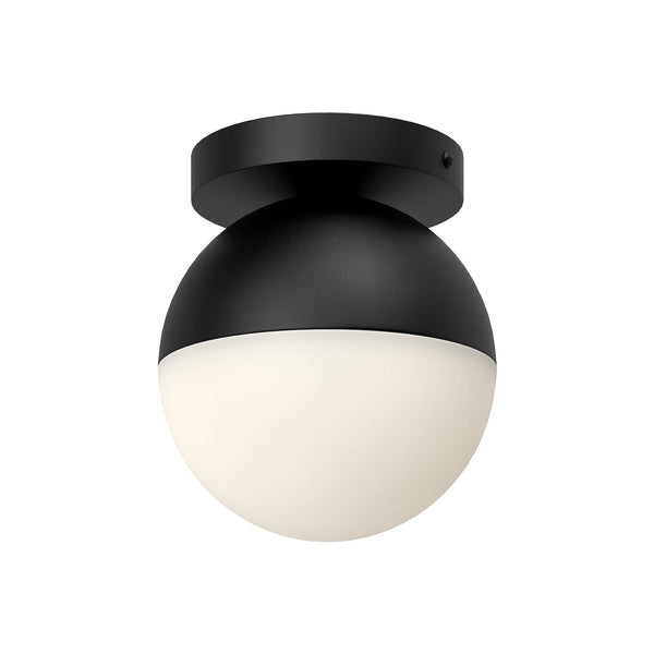 Admiration 6" Flush Mount Ceiling Light, Black/Opal Glass