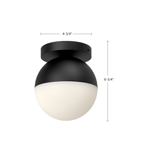 Admiration 6" Flush Mount Ceiling Light, Black/Opal Glass