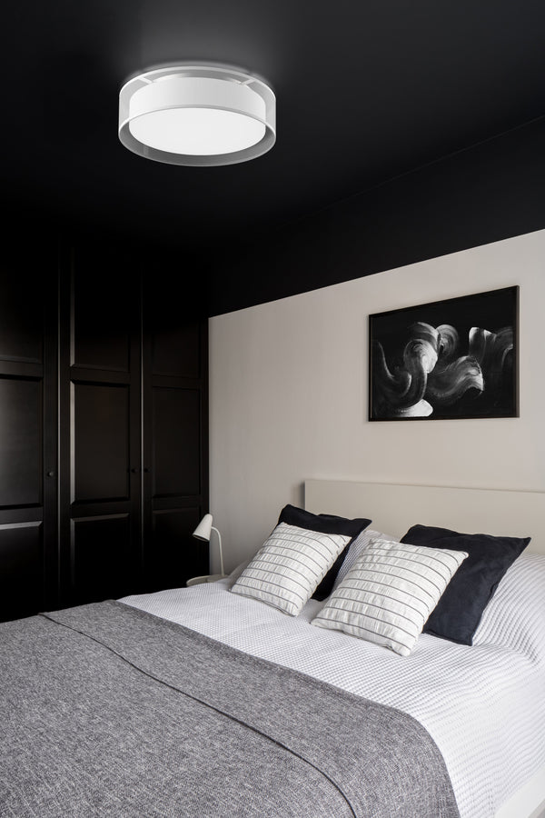 Seraphine 16" LED Flush Mount Ceiling Light, White Organza