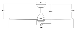 Aqira 54" Ceiling Fan, Soft Brass / Matte Black