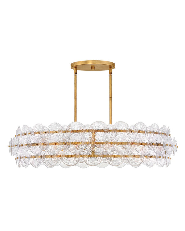 Rene 45" Eight Lights Large Drum Chandelier, Distressed Brass
