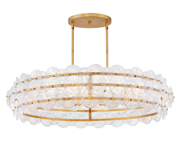 Rene 45" Eight Lights Large Drum Chandelier, Distressed Brass