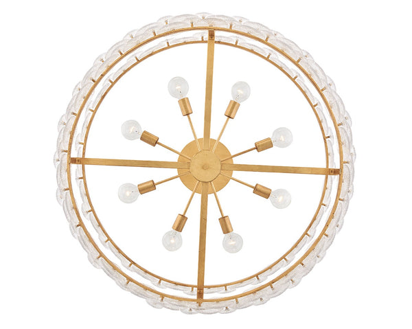 Rene 45" Eight Lights Large Drum Chandelier, Distressed Brass
