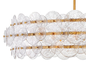 Rene 45" Eight Lights Large Drum Chandelier, Distressed Brass