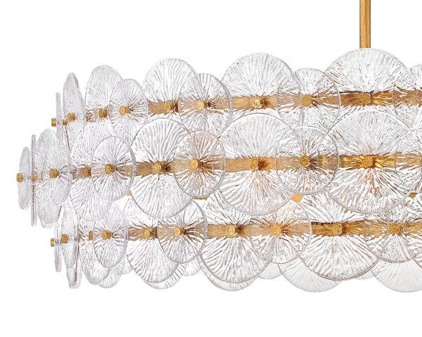 Rene 45" Eight Lights Large Drum Chandelier, Distressed Brass