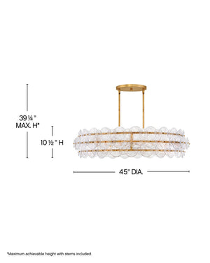 Rene 45" Eight Lights Large Drum Chandelier, Distressed Brass