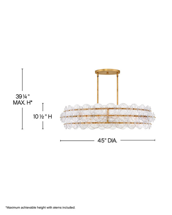 Rene 45" Eight Lights Large Drum Chandelier, Distressed Brass