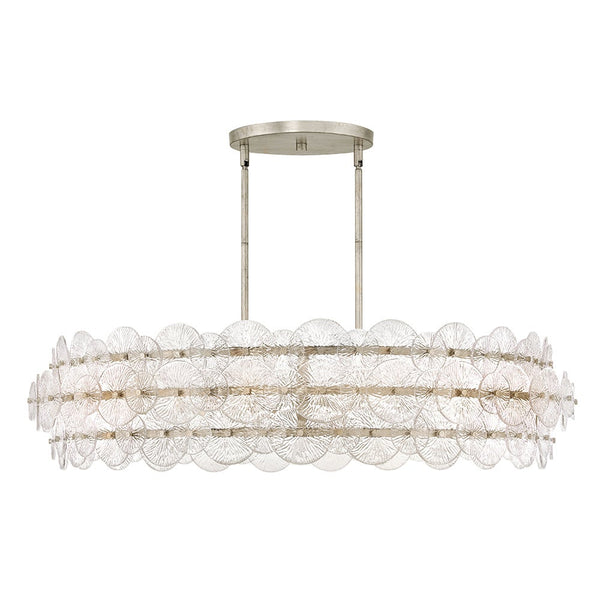 Rene 45" Eight Lights Large Drum Chandelier, Glacial