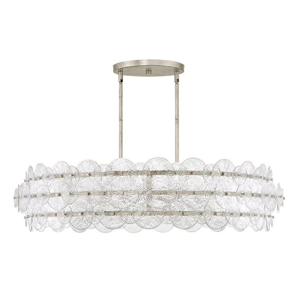 Rene 45" Eight Lights Large Drum Chandelier, Glacial