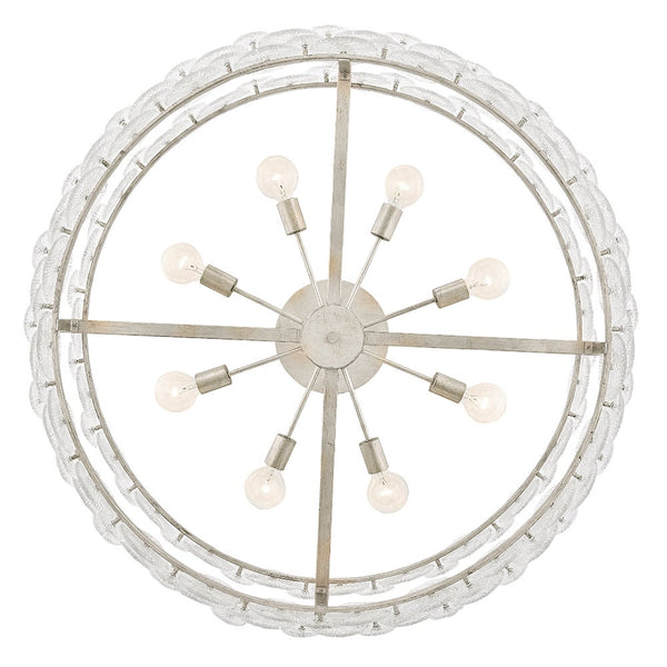 Rene 45" Eight Lights Large Drum Chandelier, Glacial