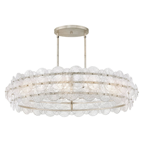 Rene 45" Eight Lights Large Drum Chandelier, Glacial