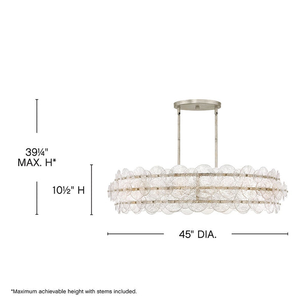 Rene 45" Eight Lights Large Drum Chandelier, Glacial